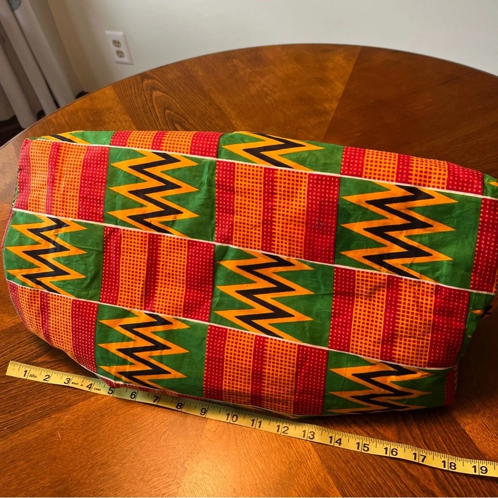 Kente Cloth Purse Handbag Tote Round Woven Handles Attached Coin purse - Picture 9 of 10